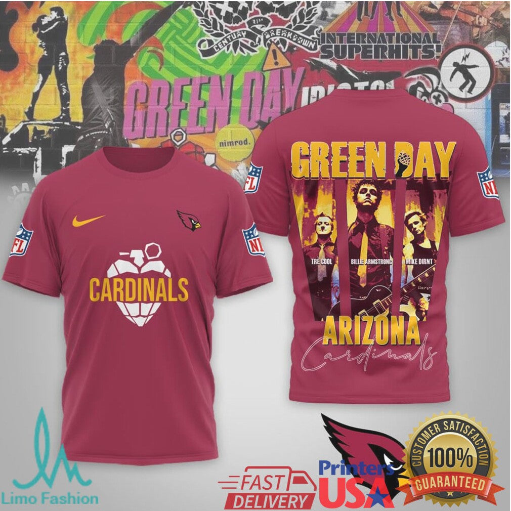 Green Day x Arizona Cardinals Rock Music Fan T Shirt - Limotees LLC