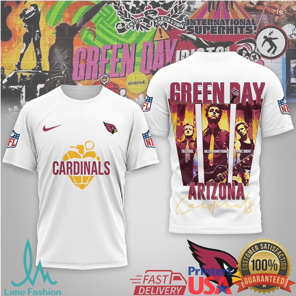Green Day x Arizona Cardinals Rock Music Fan T Shirt - Limotees LLC
