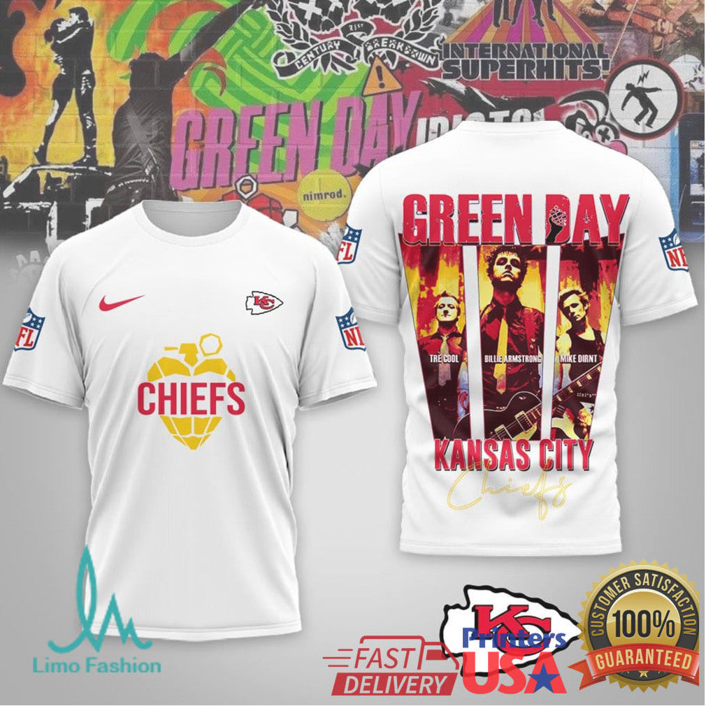 Green Day x Kansas City Chiefs Heart Grenade Graphic Tee - Limotees LLC