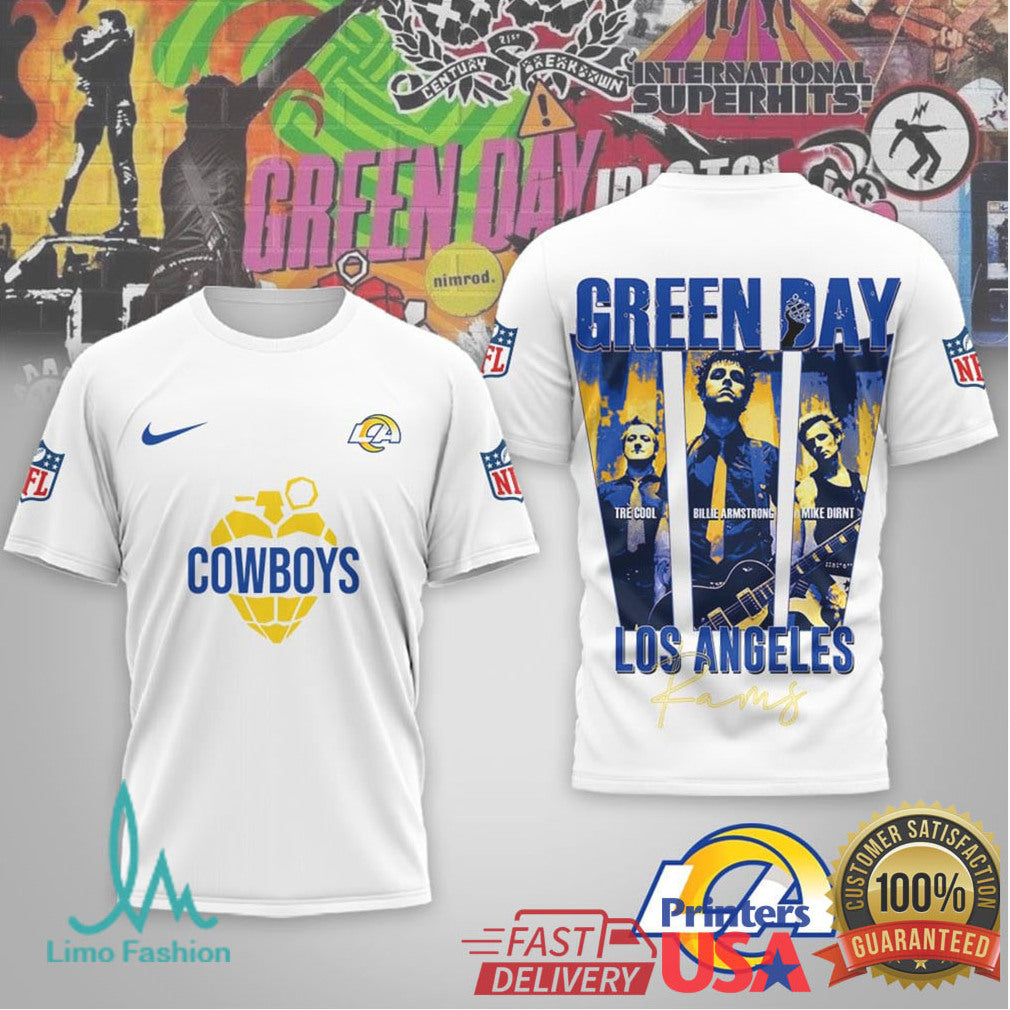 Green Day x Los Angeles Rams Punk Rock NFL T Shirt - Limotees LLC
