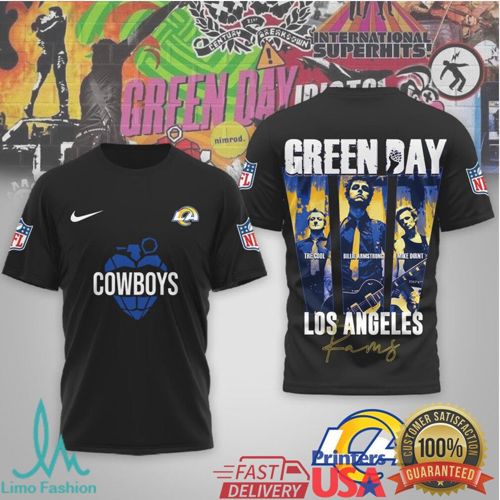 Green Day x Los Angeles Rams Punk Rock NFL T Shirt - Limotees LLC