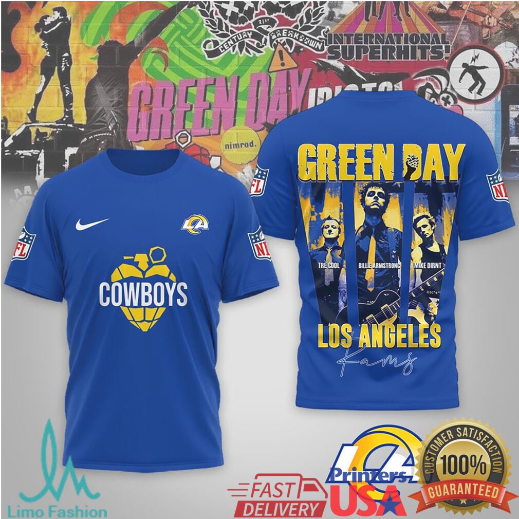 Green Day x Los Angeles Rams Punk Rock NFL T Shirt - Limotees LLC