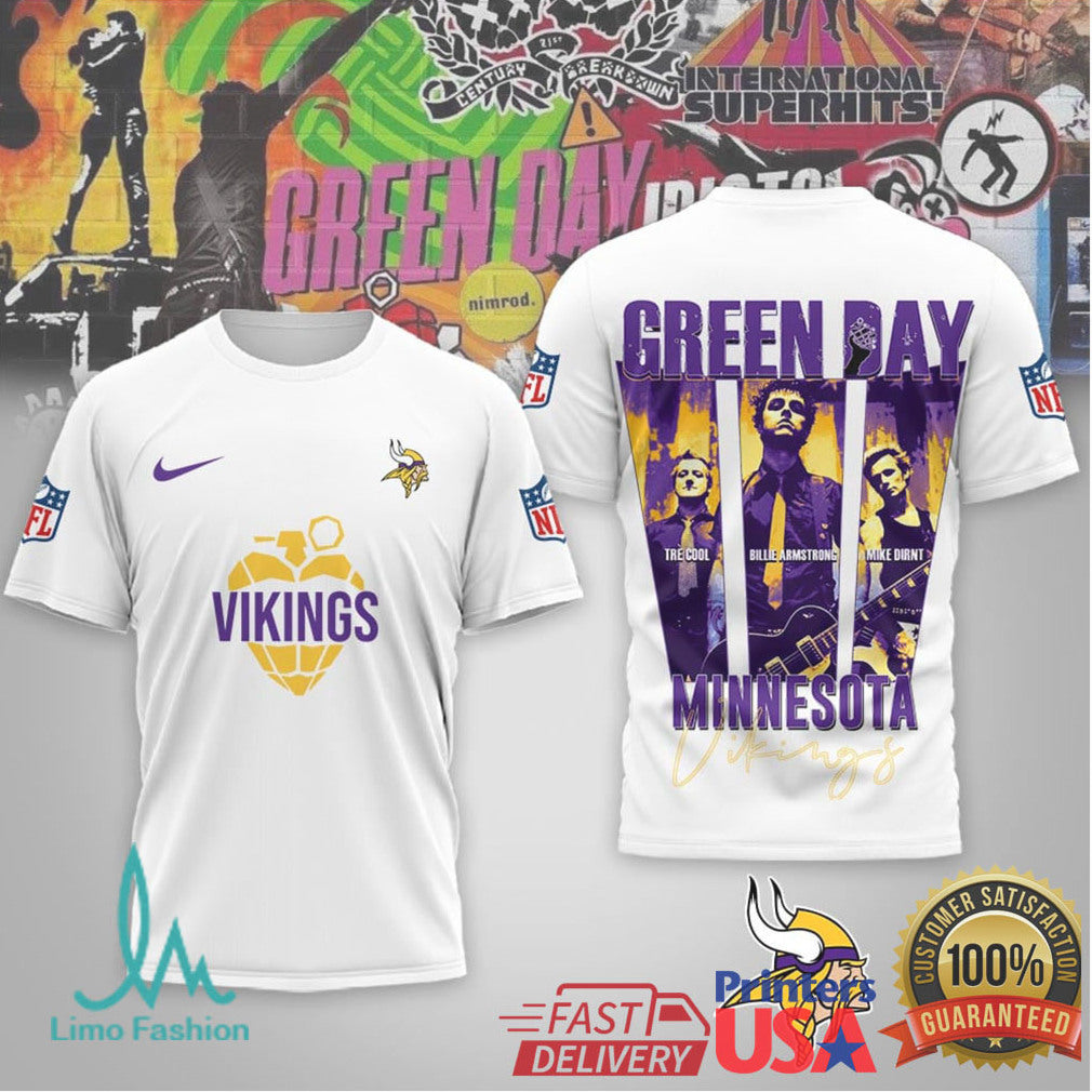 Green Day x Minnesota Vikings NFL Rock Merch T Shirt - Limotees LLC