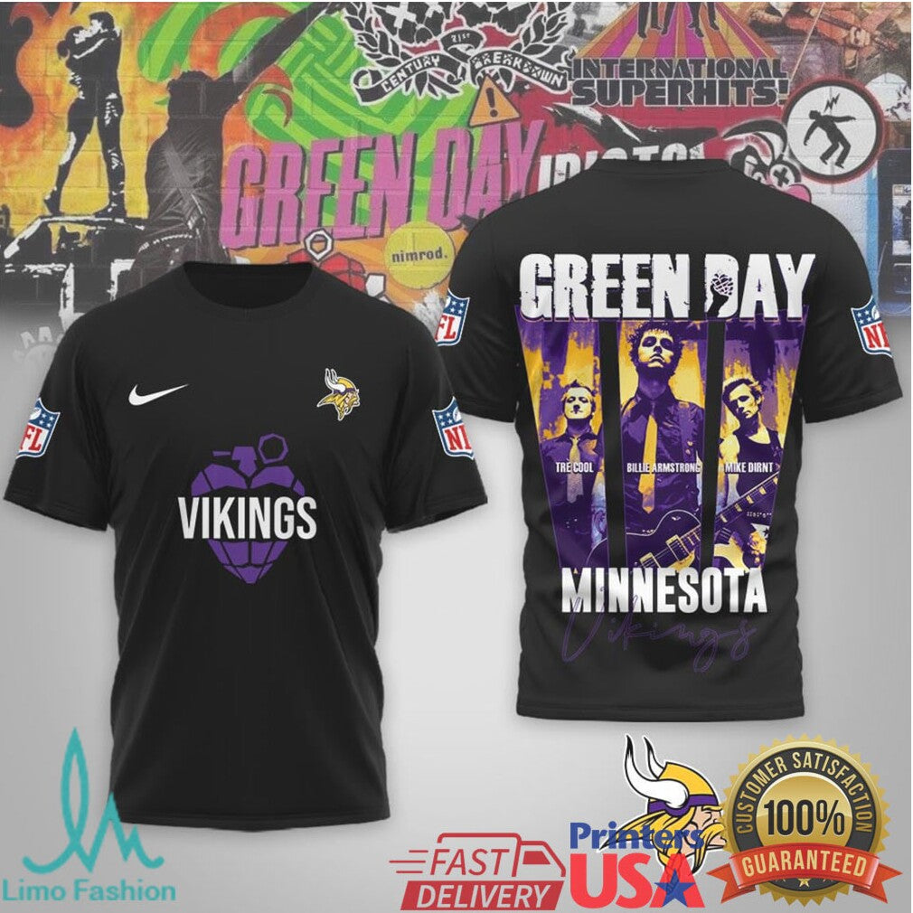 Green Day x Minnesota Vikings NFL Rock Merch T Shirt - Limotees LLC