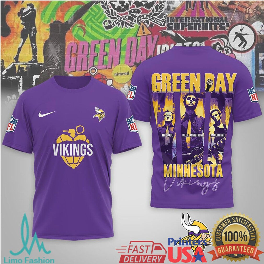 Green Day x Minnesota Vikings NFL Rock Merch T Shirt - Limotees LLC