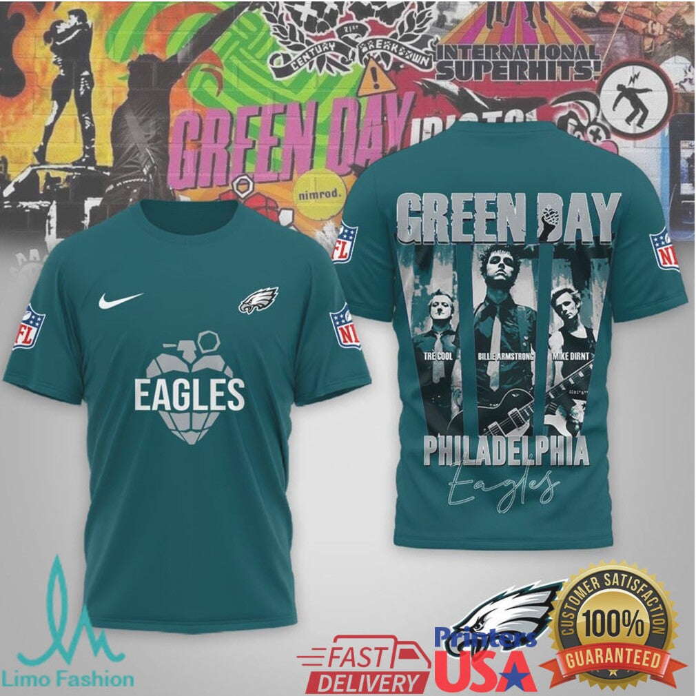 Green Day x Philadelphia Eagles Punk Football Graphic Tee - Limotees LLC