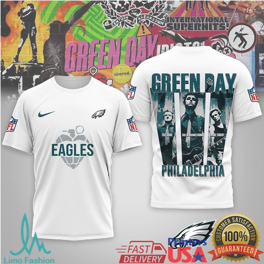 Green Day x Philadelphia Eagles Punk Football Graphic Tee - Limotees LLC