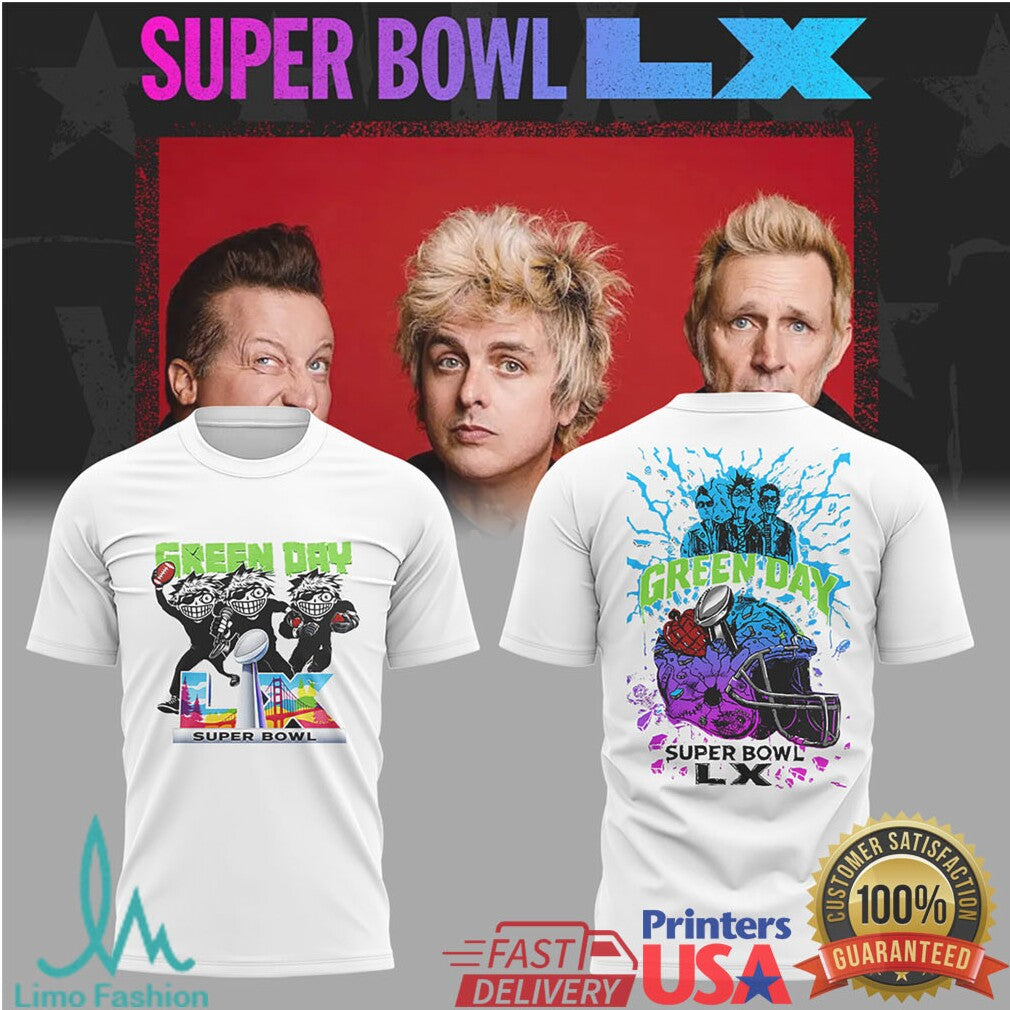 Green Day x Super Bowl LX Commemorative Hoodie Dookie Inspired Helmet Art - Limotees LLC