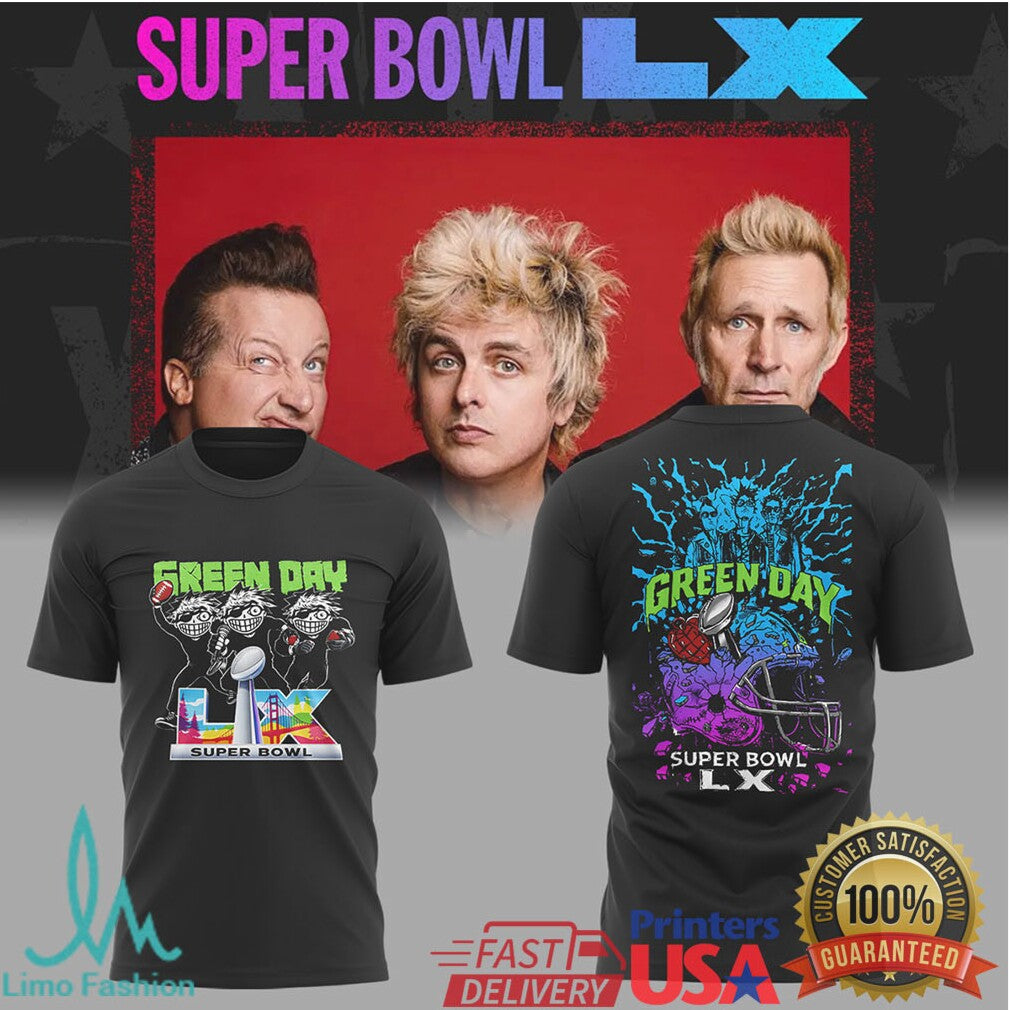 Green Day x Super Bowl LX Commemorative Hoodie Dookie Inspired Helmet Art - Limotees LLC