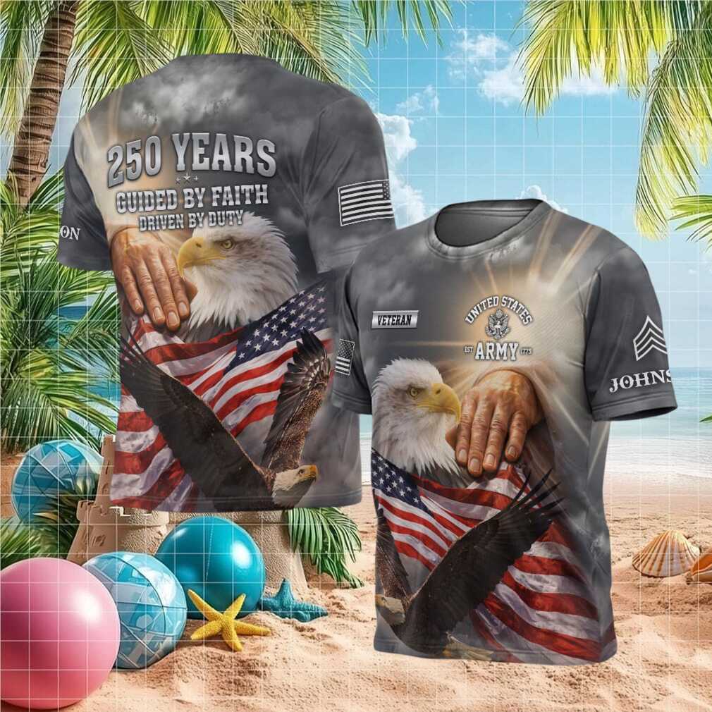 Guided By Faith Driven By Duty US Army 250th Anniversary Eagle T Shirt - Limotees LLC