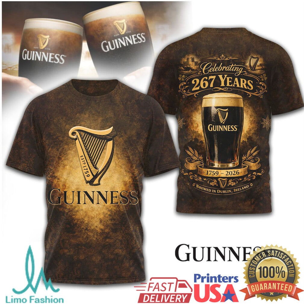 Guinness Beer 267 Years Anniversary 1759 2026 Celebration Apparel - Limotees LLC