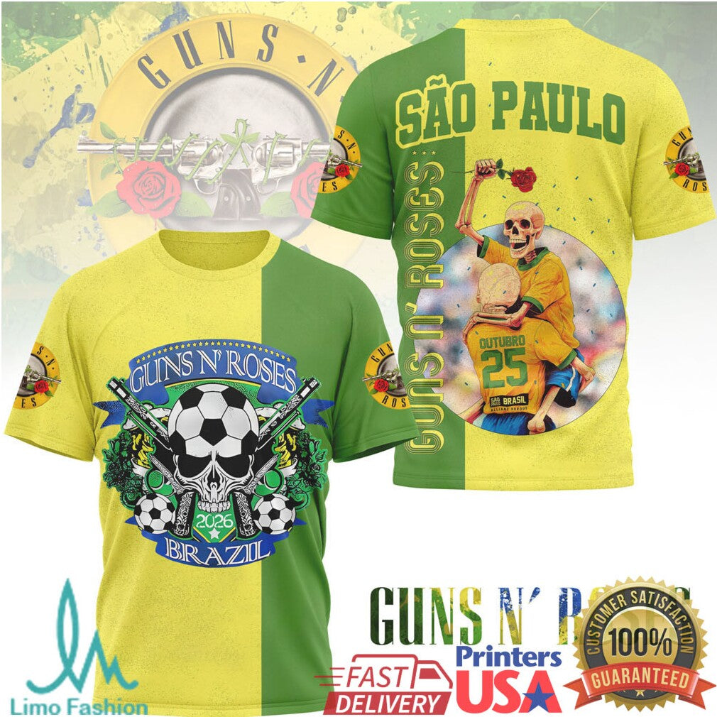 Guns N' Roses Official Brazil Fan 3D Shirt - Limotees LLC