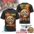 Guns N' Roses World Tour 2026 T Shirt Burning Roses and Pistols Graphic T Shirt - Limotees LLC