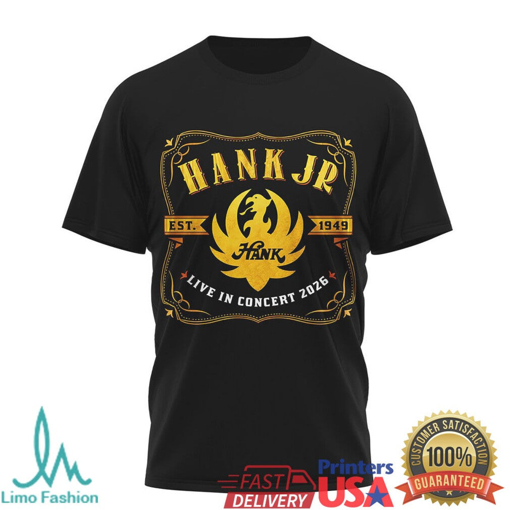 Hank Williams Jr Live In Concert 2026 Tour Dates Eagle Logo Tshirt - Limotees LLC