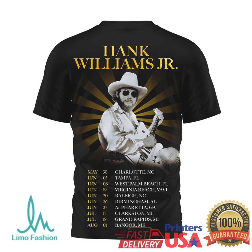 Hank Williams Jr Live In Concert 2026 Tour Dates Eagle Logo Tshirt - Limotees LLC