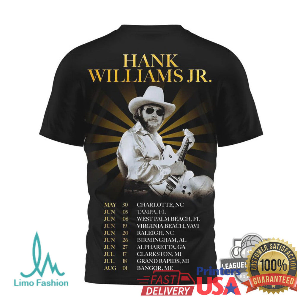 Hank Williams Jr. Live in Concert 2026 Tour Dates T Shirt - Limotees LLC