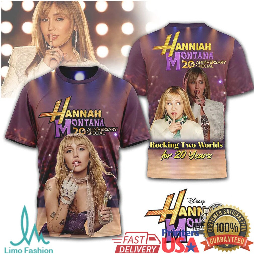 Hannah Montana 20th Anniversary Special Rocking Two Worlds T Shirt - Limotees LLC
