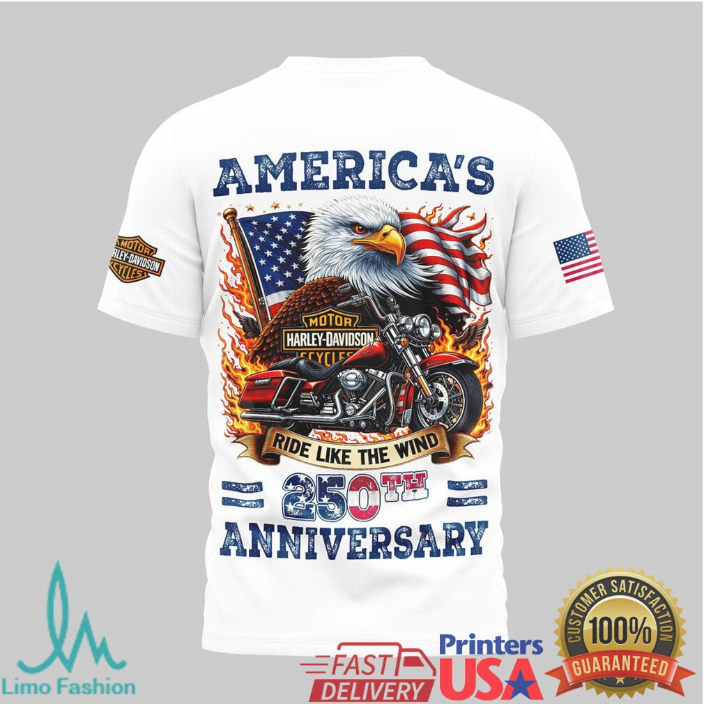 Harley Davidson 250th Anniversary America 250 Years of Freedom T Shirt - Limotees LLC