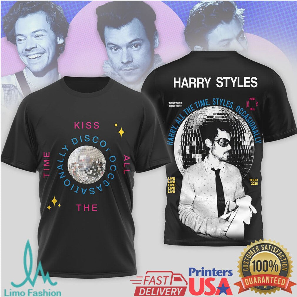 Harry Styles Kiss The Disco Ball All The Time Tour 2026 Fan T Shirt - Limotees LLC