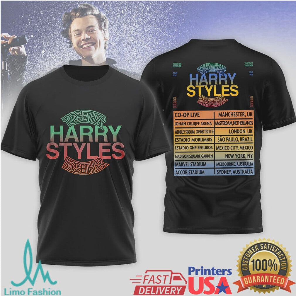 Harry Styles Together On Tour 2025 Global Concert Schedule T Shirt - Limotees LLC