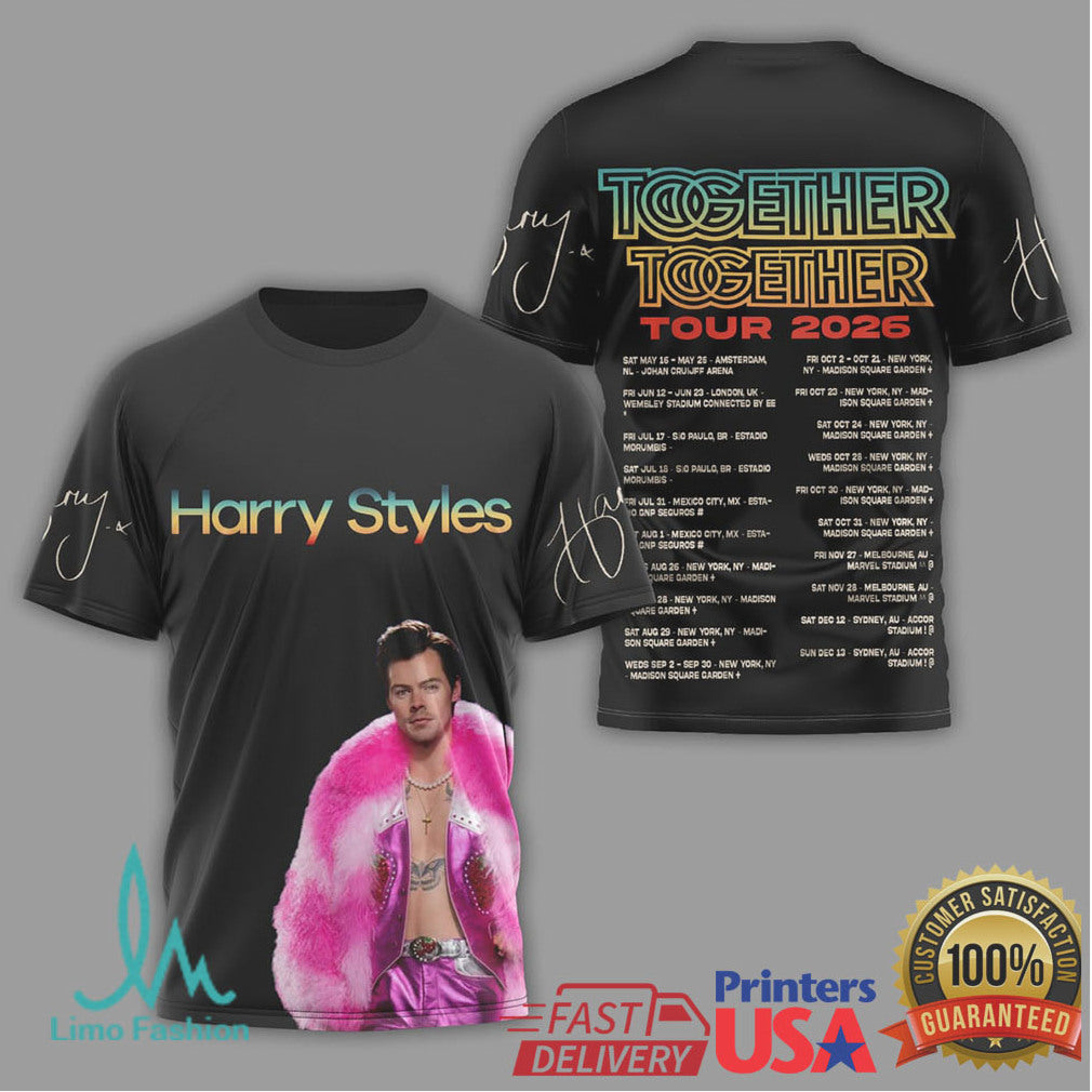 Harry Styles Together Together Tour 2026 T Shirt Pink Fur Coat Edition - Limotees LLC