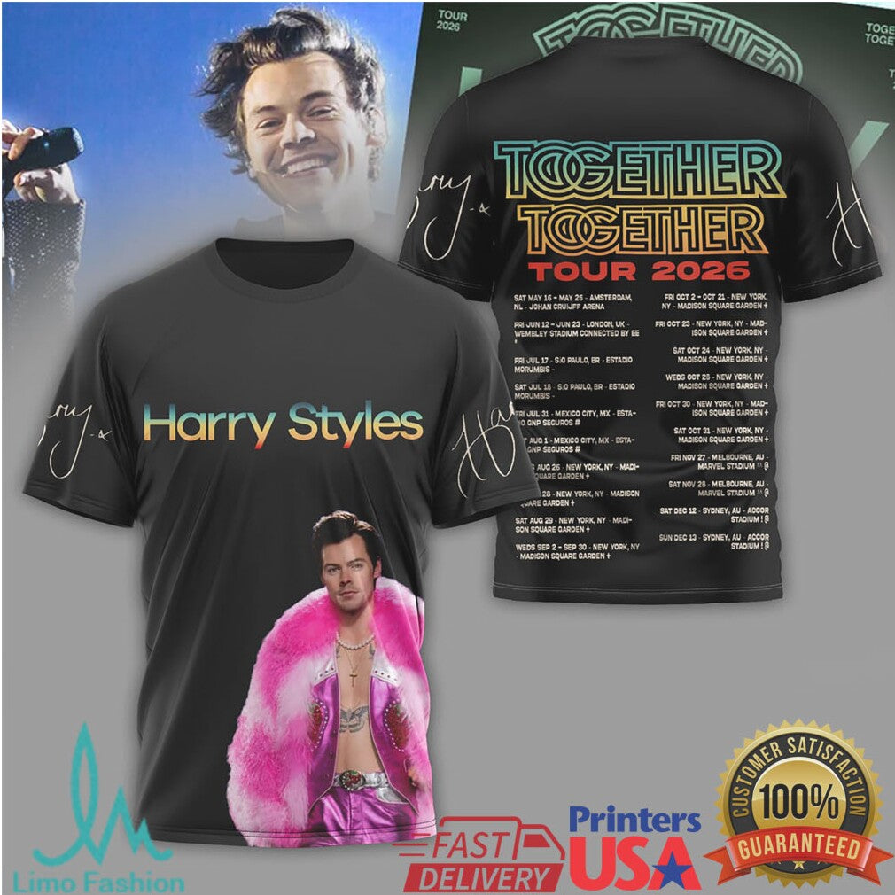 Harry Styles Together Together Tour 2026 T Shirt Pink Fur Coat Edition - Limotees LLC