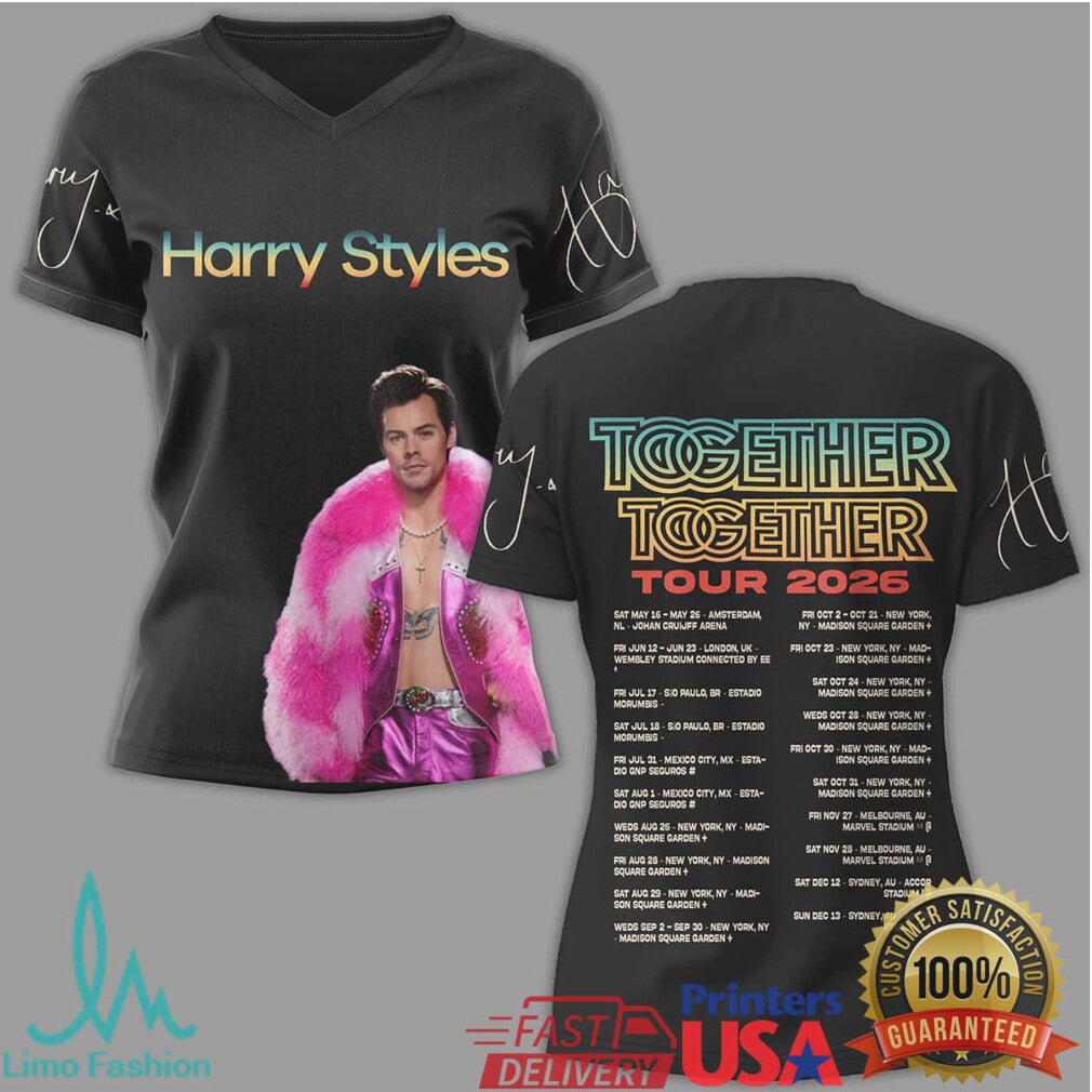 Harry Styles Together Together Tour 2026 T Shirt Pink Fur Coat Edition - Limotees LLC