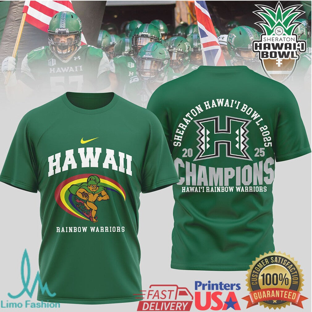 Hawaii Rainbow Warriors Hawaii Bowl 2025 Champions T Shirt Sheraton Hawaii Bowl Winners Fan Gear - Limotees LLC