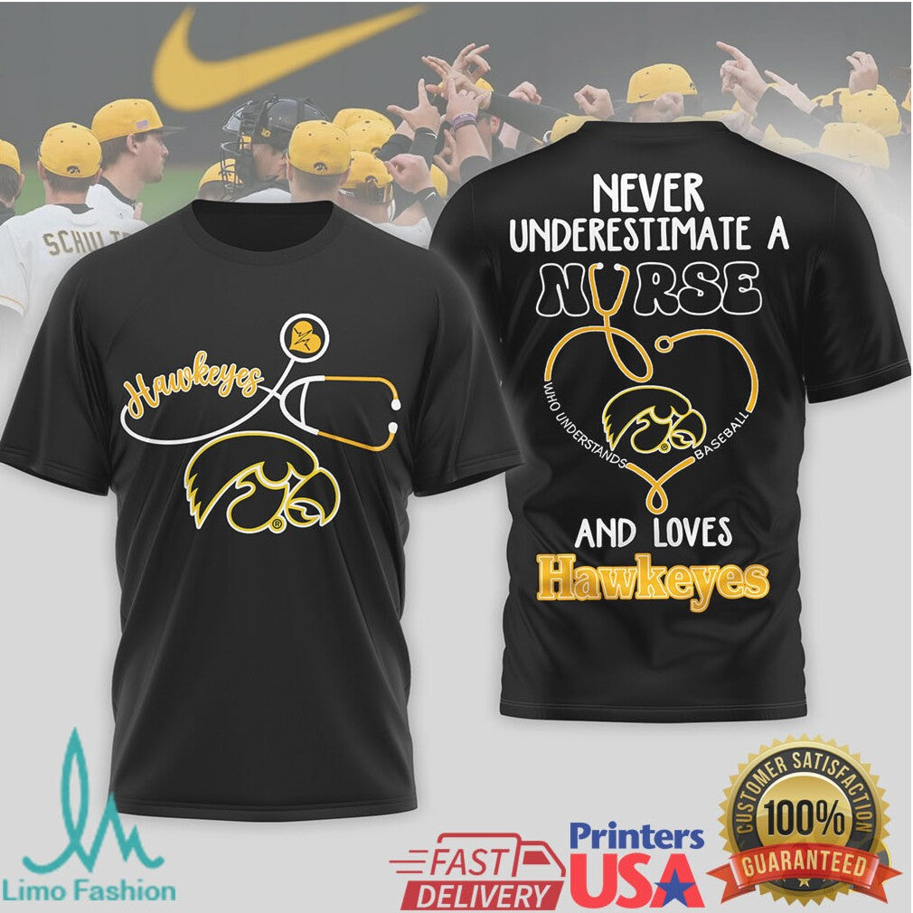 Hawkeyes Baseball Nursing T Shirt Loves Hawkeyes Nurse Life T Shirt - Limotees LLC