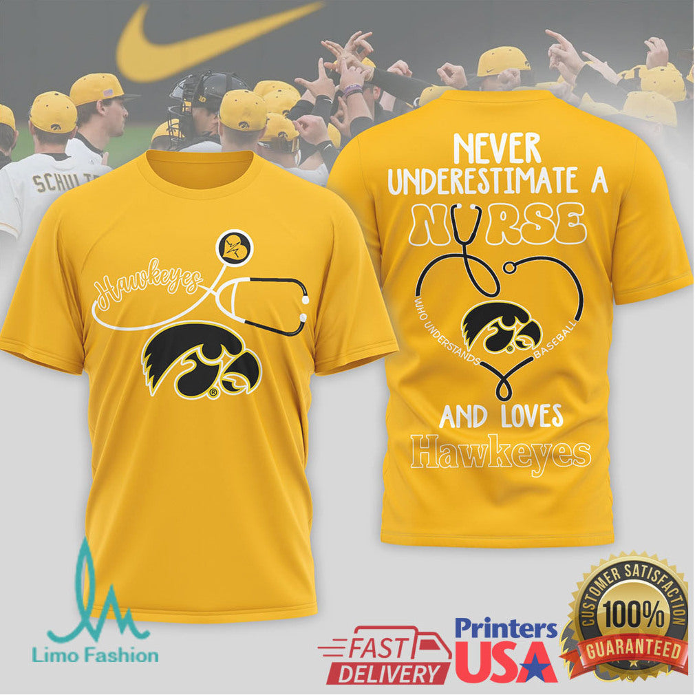Hawkeyes Baseball Nursing T Shirt Loves Hawkeyes Nurse Life T Shirt - Limotees LLC