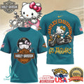 Jacksonville Jaguars Official NFL Hello Kitty Harley Davidson 3D Shirt - Limotees LLC