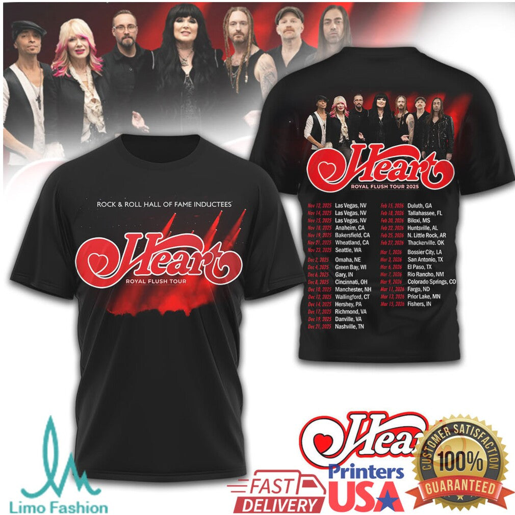 Heart Royal Flush Tour 2025 Rock & Roll Hall Of Fame InducT Shirts Concert T Shirt - Limotees LLC