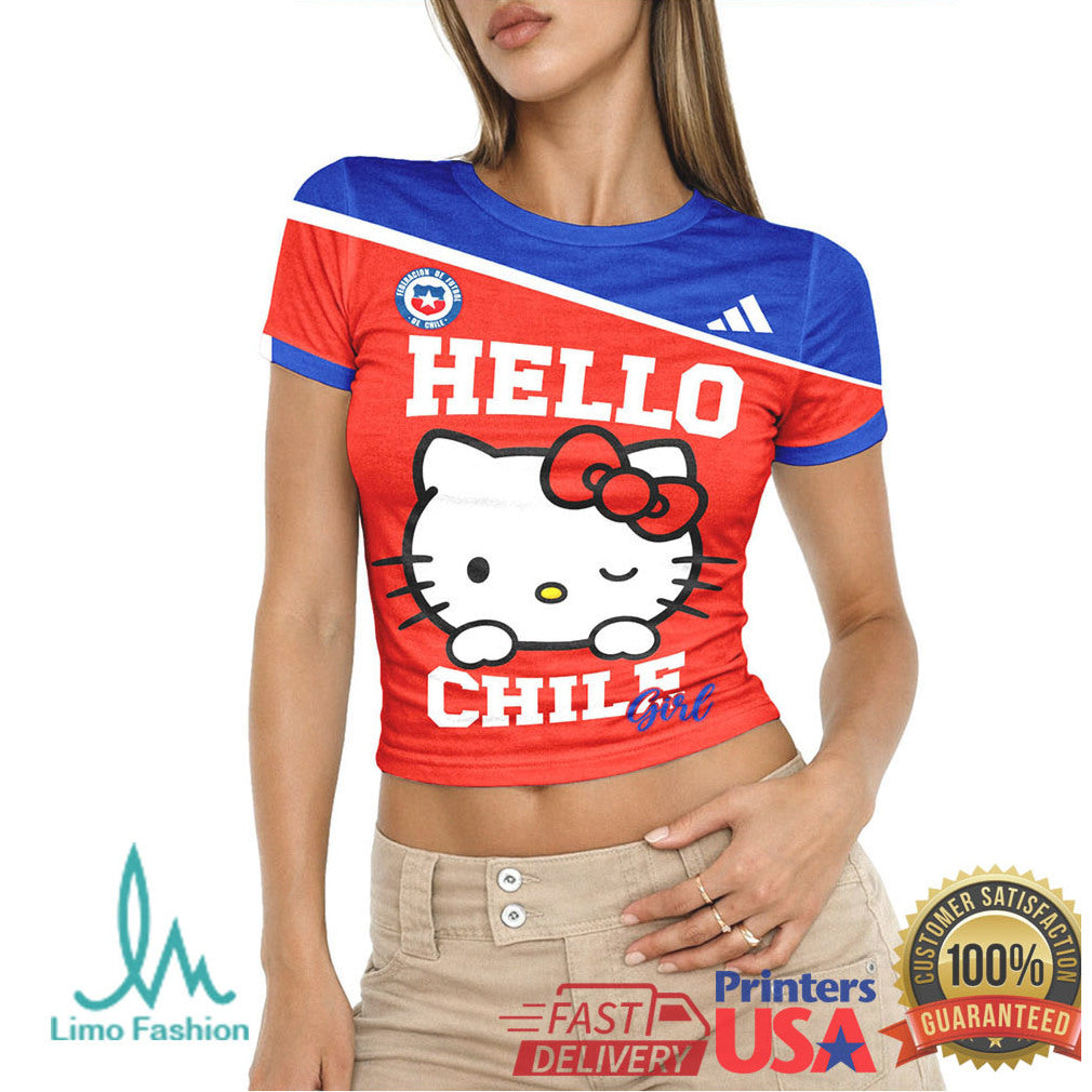Hello Chile Girl Custom Football Fan T Shirt Personalized Name and Number Chilean Pride T Shirt - Limotees LLC