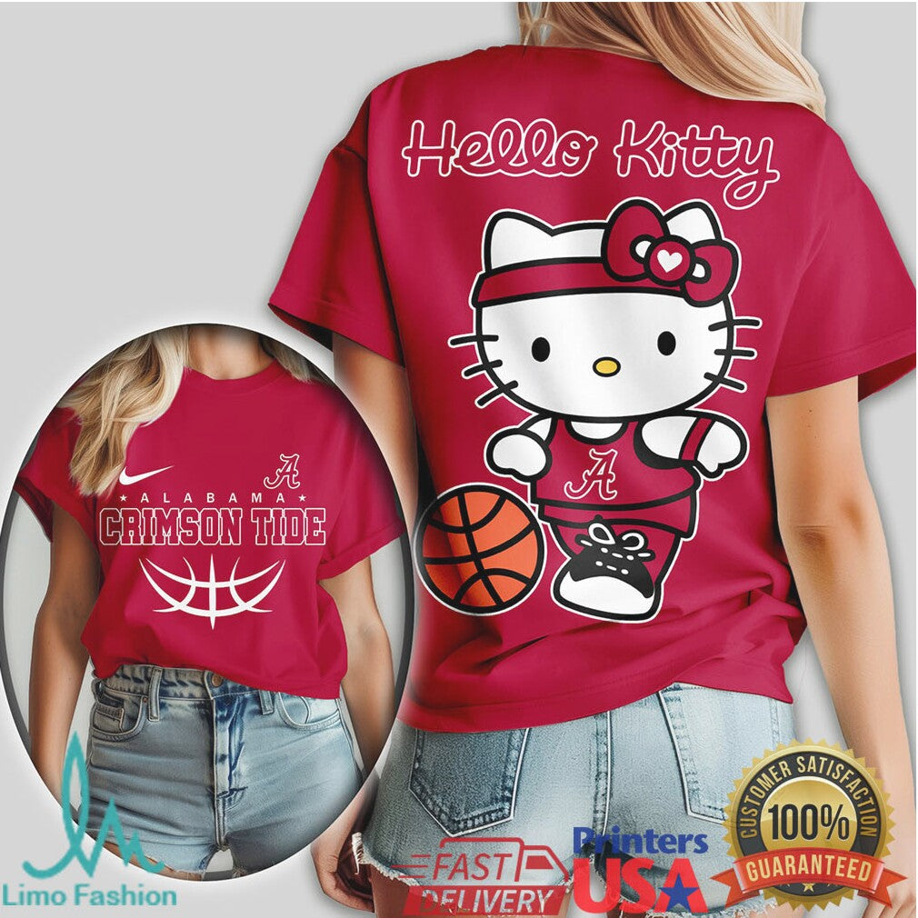 Hello Kitty Alabama Crimson Tide Basketball Graphic T Shirt - Limotees LLC
