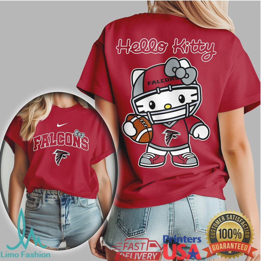 Hello Kitty Atlanta Falcons Red Football Uniform Graphic Shirt - Limotees LLC