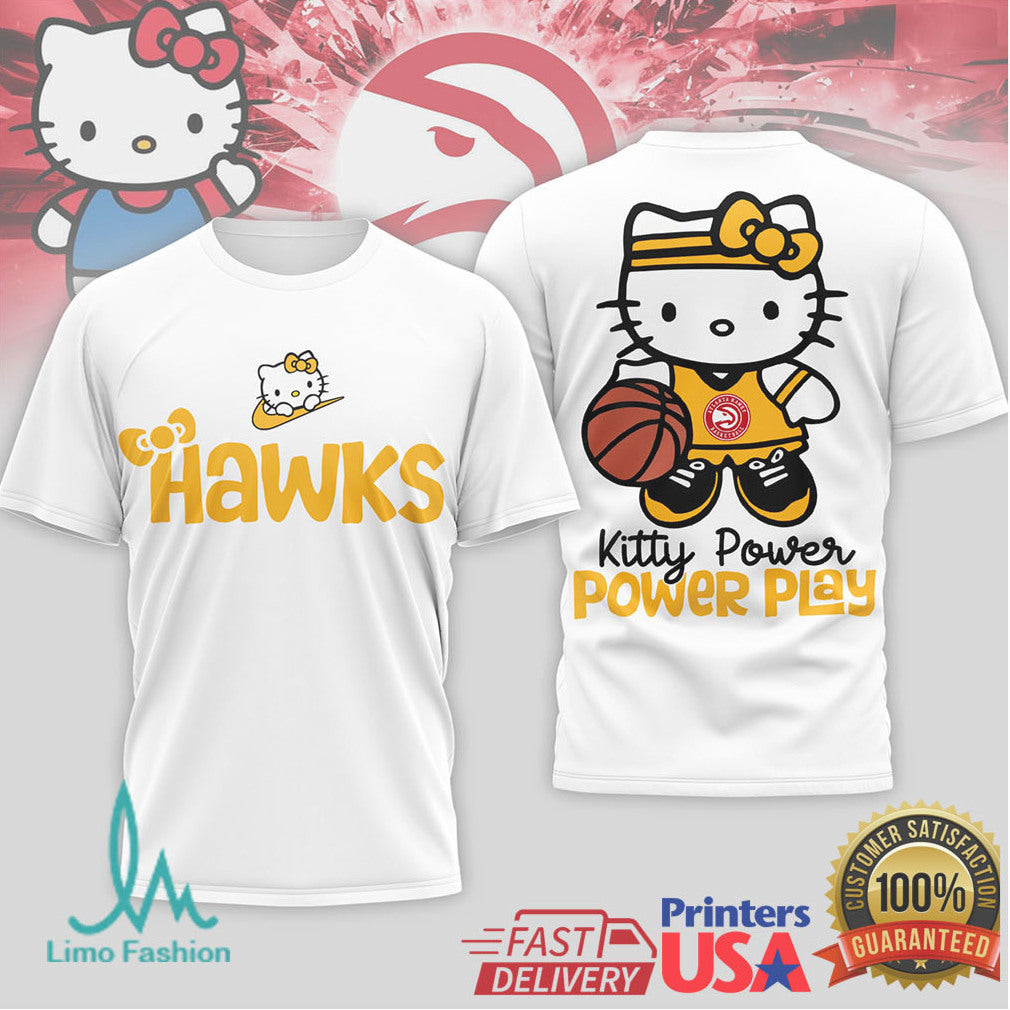 Hello Kitty Atlanta Hawks Basketball Kitty Power T Shirt - Limotees LLC