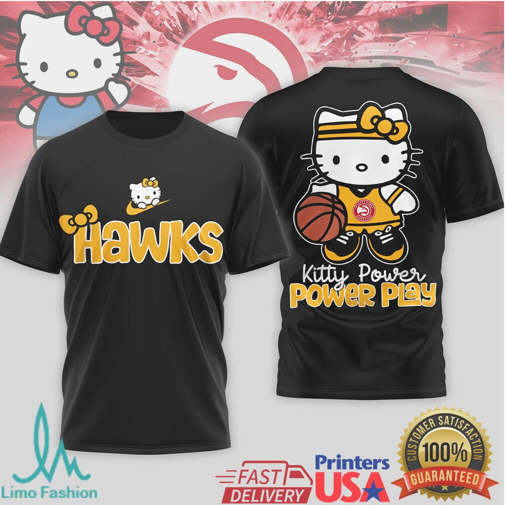 Hello Kitty Atlanta Hawks Basketball Kitty Power T Shirt - Limotees LLC