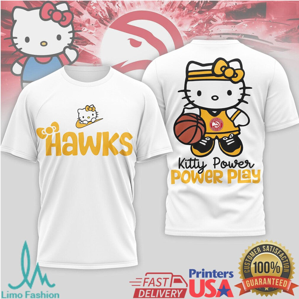 Hello Kitty Atlanta Hawks Kitty Power Basketball Fan T Shirt - Limotees LLC