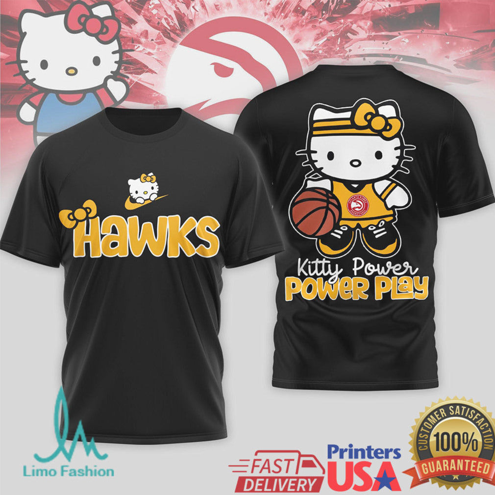 Hello Kitty Atlanta Hawks Kitty Power Basketball Fan T Shirt - Limotees LLC