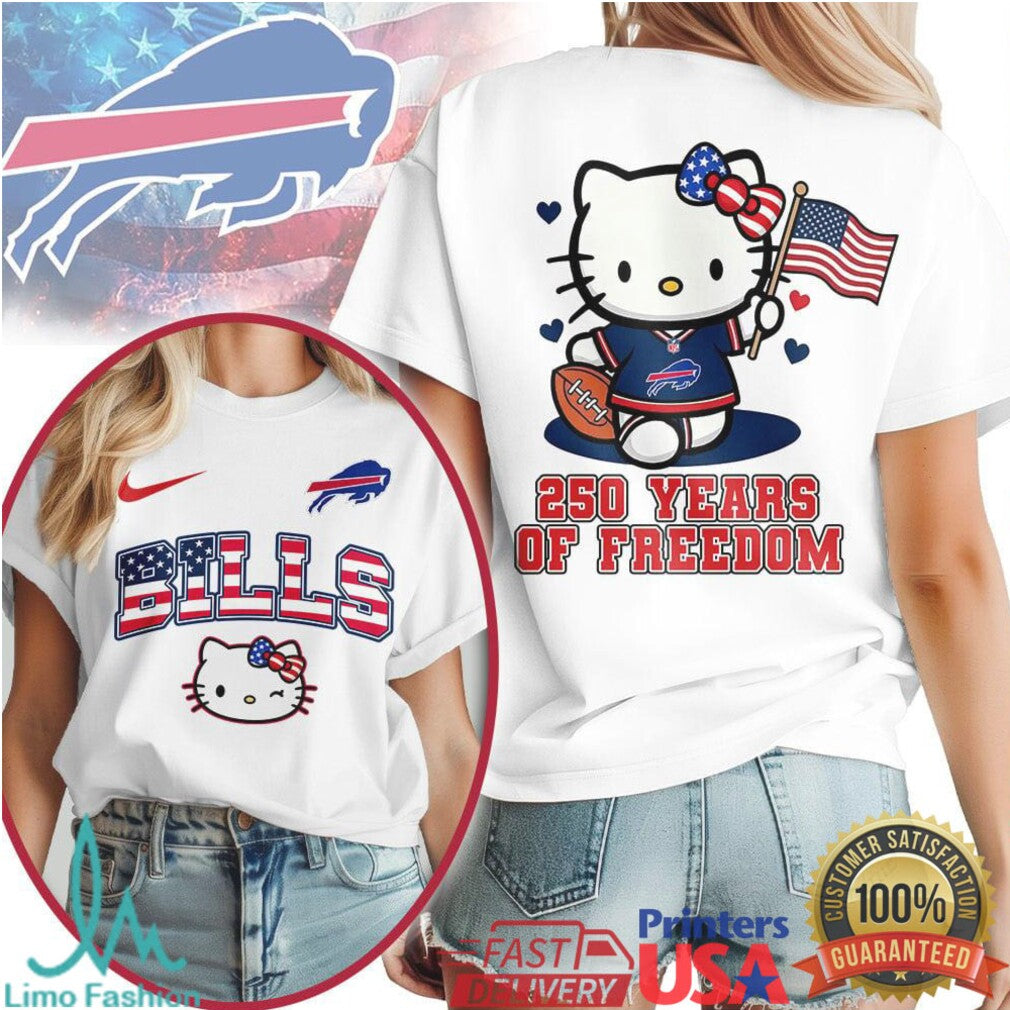 Hello Kitty Buffalo Bills T Shirt 250 Years of Freedom USA Flag Football T Shirt - Limotees LLC