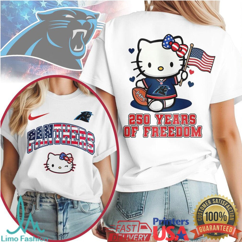 Hello Kitty Carolina Panthers T Shirt 250 Years of Freedom Patriotic Football T Shirt - Limotees LLC