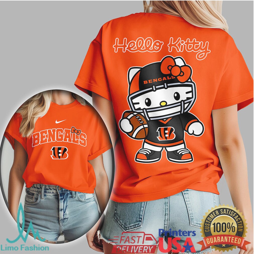 Hello Kitty Cincinnati Bengals Orange Tiger Stripe Football Shirt - Limotees LLC
