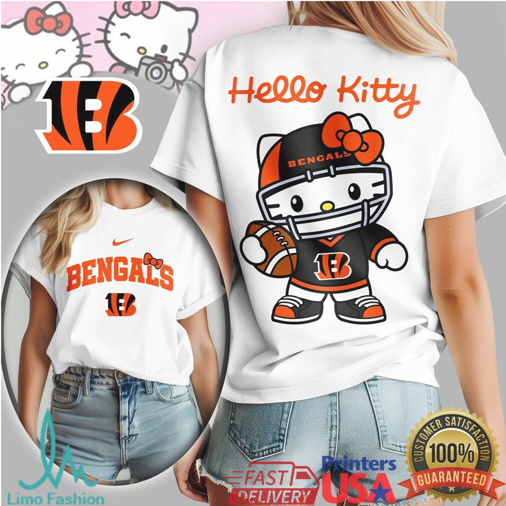Hello Kitty Cincinnati Bengals Orange Tiger Stripe Football Shirt - Limotees LLC