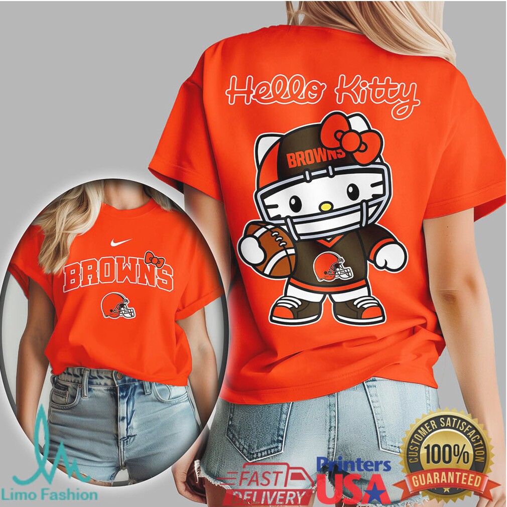 Hello Kitty Cleveland Browns Football Tshirt Kawaii Nfl Sports Gear - Limotees LLC