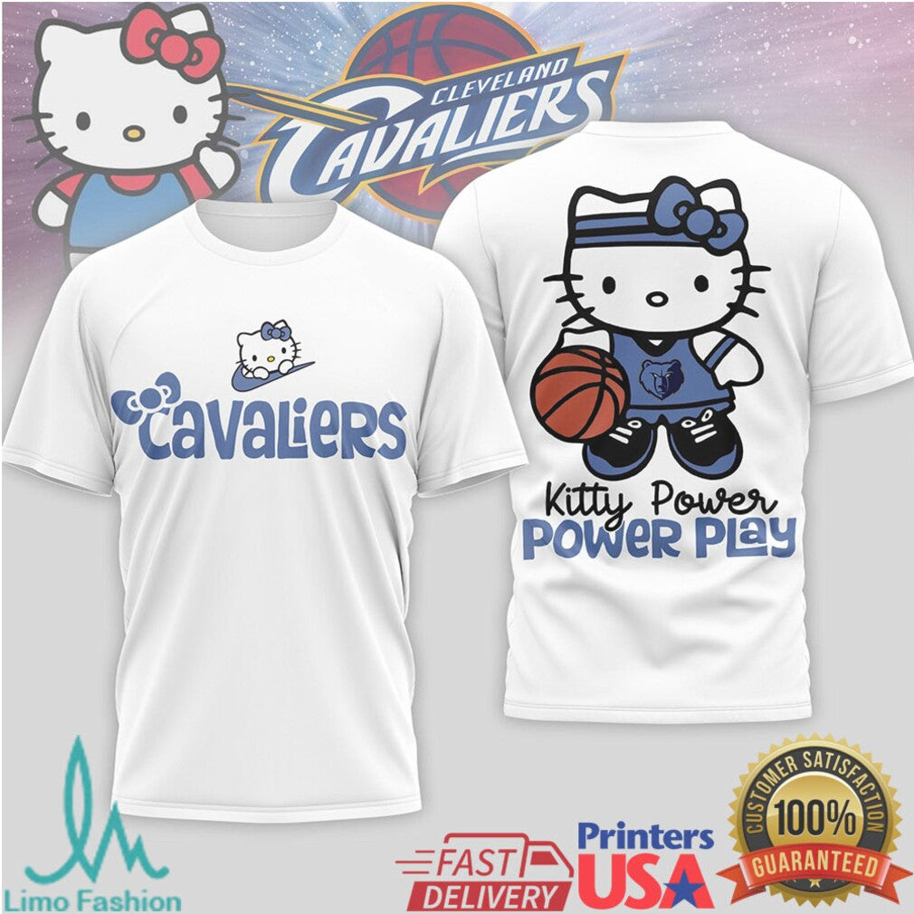 Hello Kitty Cleveland Cavaliers Basketball T Shirt Kitty Power Power Play NBA T Shirt - Limotees LLC