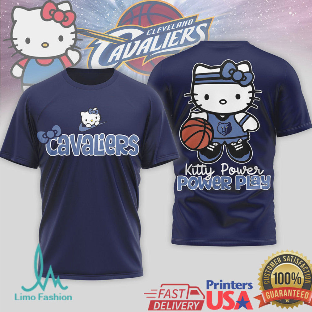 Hello Kitty Cleveland Cavaliers Basketball T Shirt Kitty Power Power Play NBA T Shirt - Limotees LLC