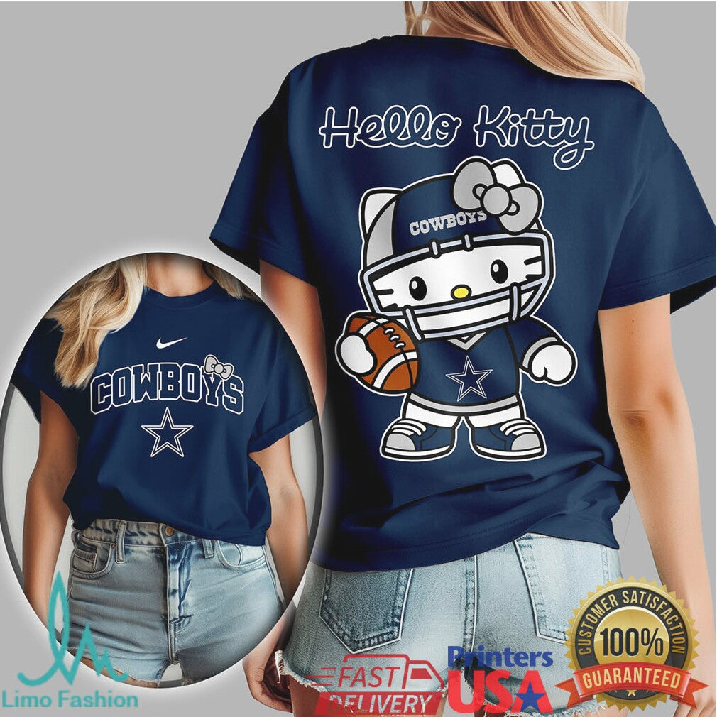 Hello Kitty Dallas Cowboys Navy Blue Star Football Tshirt - Limotees LLC