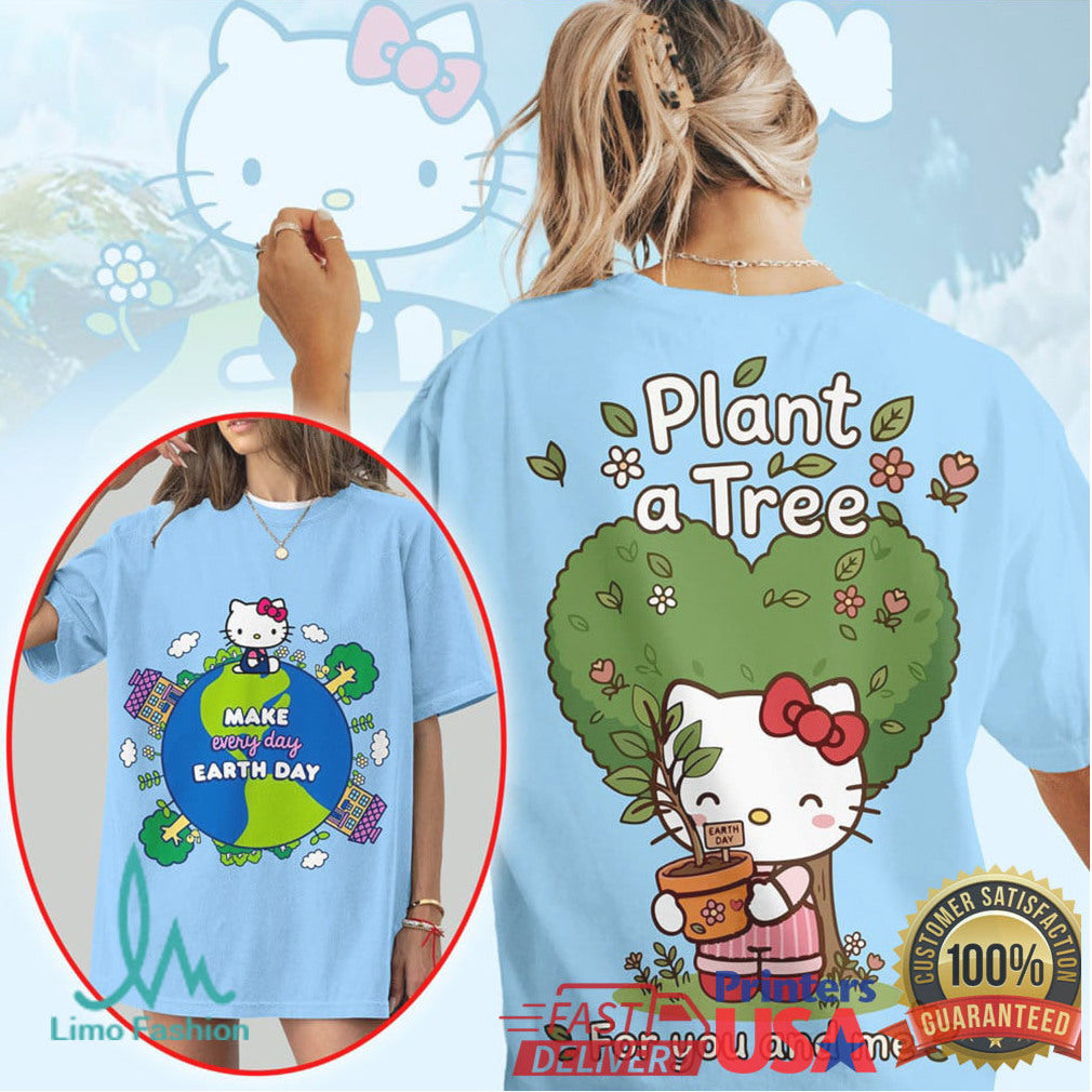Hello Kitty Earth Day “Plant A Tree For You And Me” Aesthetic T Shirt - Limotees LLC