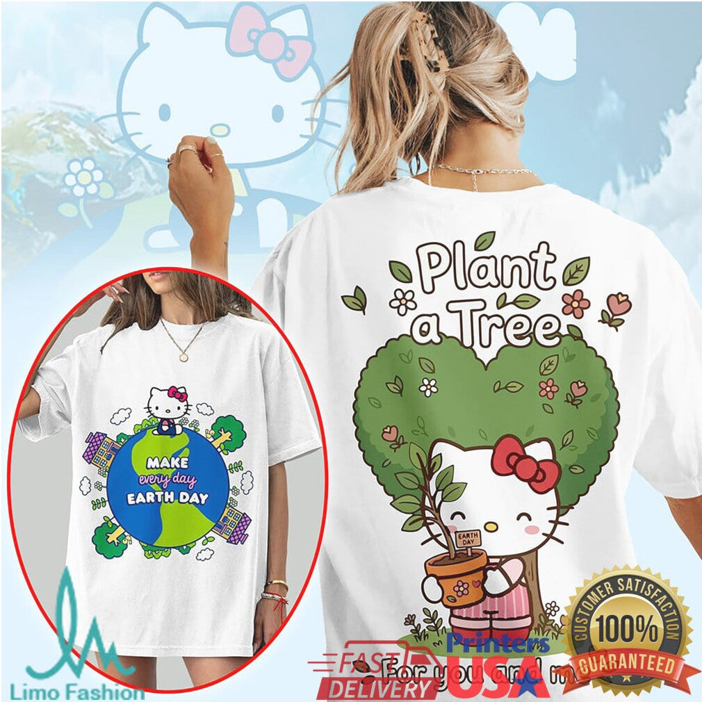 Hello Kitty Earth Day “Plant A Tree For You And Me” Aesthetic T Shirt - Limotees LLC