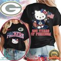 Hello Kitty Green Bay Packers T Shirt 250 Years of Freedom USA Flag Football T Shirt
